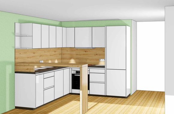 Küchenplanung Weisse Lackküche geplant in Dornbirn im Miele Center Markant